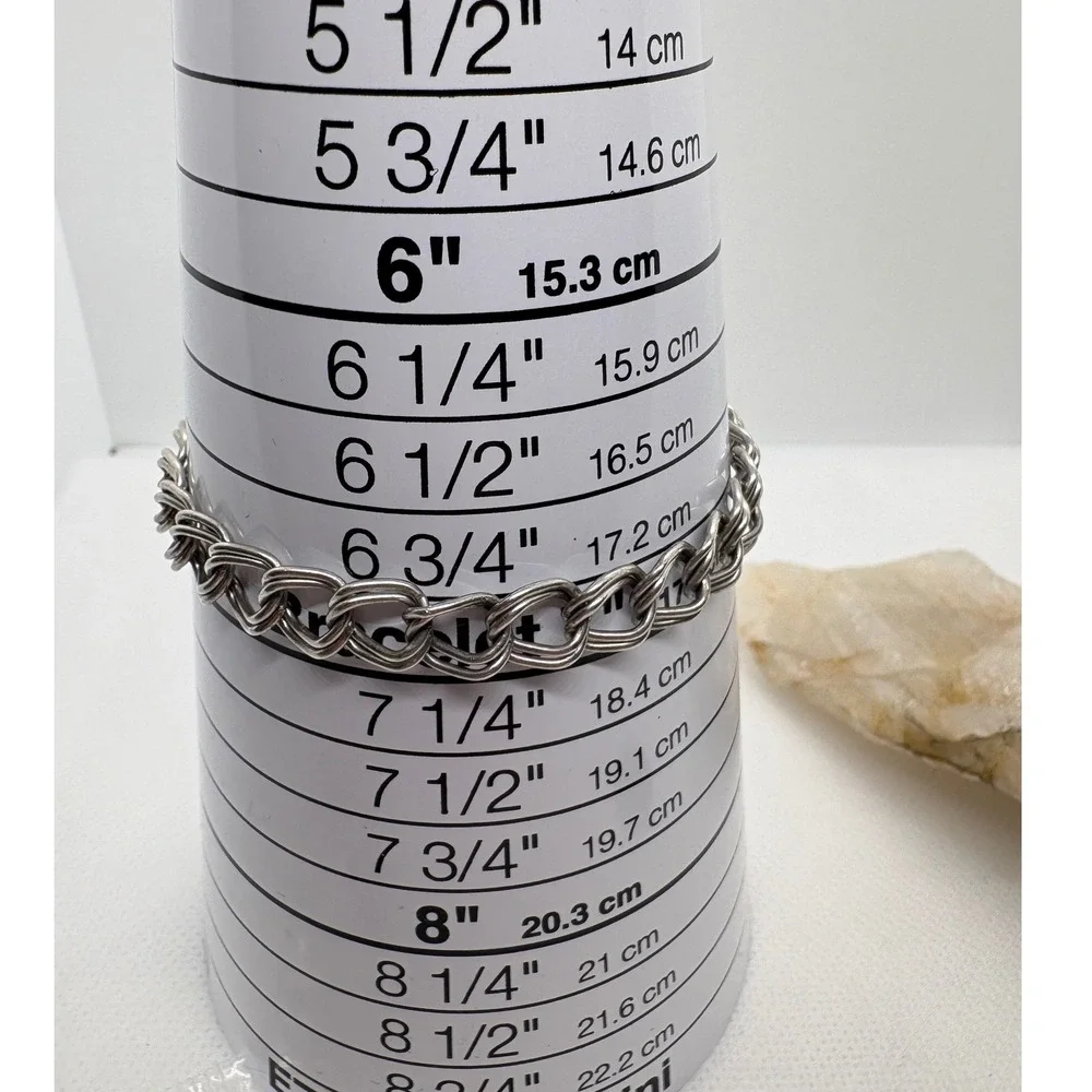 Vintage Sterling Silver Double Link Charm Bracelet 7 Inch 9.18g 925 Chain